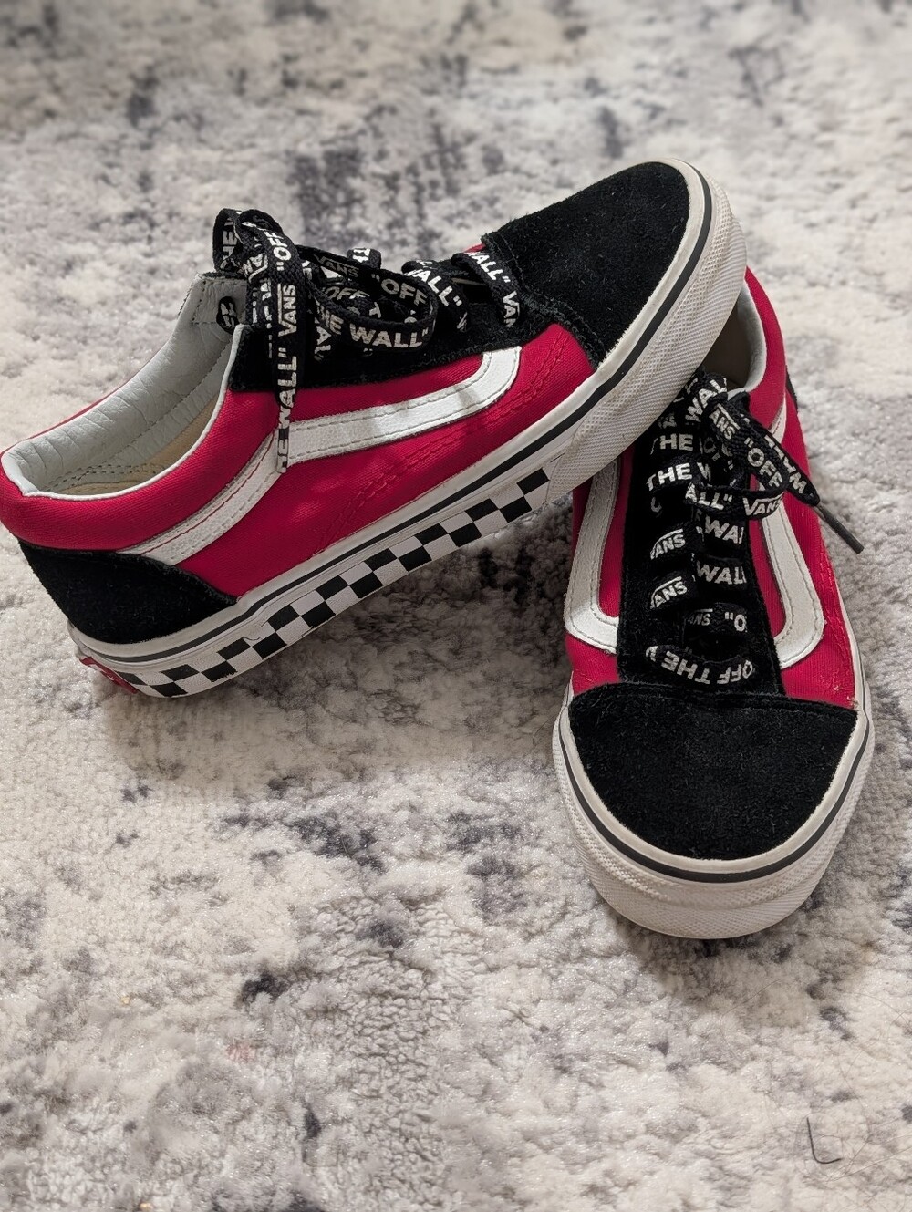 Vans Old Skool 'Logo Pop' Black/Red/White Kids Sneakers Skate Shoes